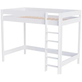 Lukdom Hochbett, Weiß, Holzwerkstoff, 90x180 cm, Kinder- & Jugendzimmer, Kindermöbel, Kinderbetten, Hochbetten