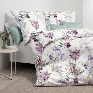 JANINE Carmen S Floral Baumwolle Lila 135 x 200 cm + 80 x 80 cm