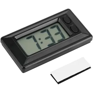 Tiiyee Digitaluhr, Mini Uhr Digital Auto LED Uhr Batterie Kleinbetriebene Wandkalender Display Fahrzeug Klebstoff Mini Dekor Heimtisch Armaturenbrett Schreibtisch Schwarz 3.0 * 1.7 * 0.7"