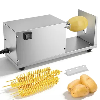 Elektrischer Spiralschneider, 50W 220V Edelstahl Spiralschneider Elektrischer Tornado Kartoffelschneider Kartoffelspiralenschneider Automatischer Spiralschneider für Obst Kartoffeln Gurken Karotten