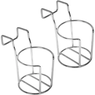 MARINEO Strandkorb Getränkehalter Flaschenhalter Becherhalter Halter für Strandkörbe - für Gläser, Becher, Tassen, Flaschen - rostfreier Edelstahl, 2 Stück