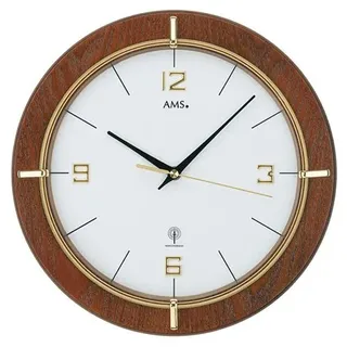 AMS 5832 Wanduhr Funk Modern Holz Nussbaum by AMS