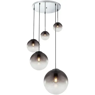 Pendelleuchte Varus 5-flammig Mit Glaskugeln Aus Rauchglas, Ø 65cm