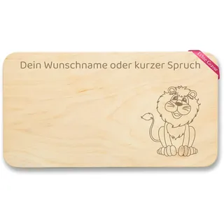 Shirtracer Frühstücksbrettchen Holz personalisiert Löwe | Holz, 22x12, König der Tiere, Savanne