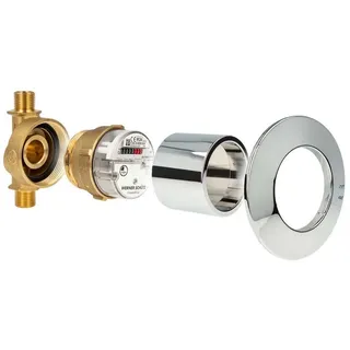tecuro Wasserzähler Unterputz-SET, Kaltwasser mit Zählergehäuse und Kombirosette 2-teilig, (Komplett-Set)