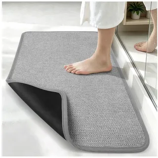 LuxusKollektion Badematte Badvorleger rutschfest 60x150cm Hellgrau