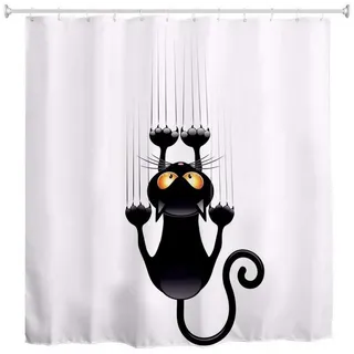 LuxusKollektion Duschvorhang Duschvorhang Katze schwarz weiß 150x180cm Breite 150 cm schwarz