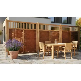 Sichtschutz Weide 180 x 180 cm – Weidenzaun aus geölten Weidenruten – Weidenflechtzaun – geflochtener Sichtschutz für Garten & Terrasse