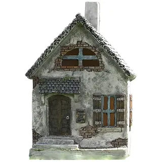 Feenhaus, 14cm Miniatur Pastoral kleines Haus Harz Retro Elfenhaus Miniatur Landschaft Gartenfigur Gartendekoration