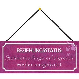 Schatzmix Beziehung Schmetterlinge Metallschild 27x10 cm Wanddeko mit Kordel Blechschild, Blech, Mehrfarbig