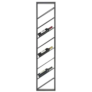 SMH LINE® Weinregal Wand Metall Schwarz 100x30x10 cm 8 Flaschen Design Wandregal für die Küche Flaschenregal Hängend Schmal Wandmontage Weinflaschenaufbewahrung