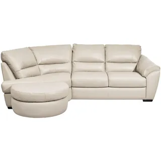 Livetastic Ecksofa, Weiß, Holz, Kombination Echtleder/Lederlook, 4-Sitzer, L-Form, 273x194 cm, Made in EU, Wohnzimmer, Sofas & Couches, Wohnlandschaften, Ecksofas