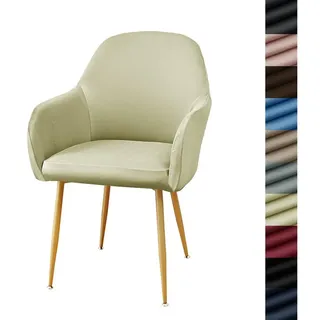 Coonoor Stuhlhusse Stretch Samt Stuhlhussen 1er Set Universal Sesselbezug Stuhlbezug, mit Armlehnen Abnehmbare Waschbar Esszimmerstühle Bezug beige