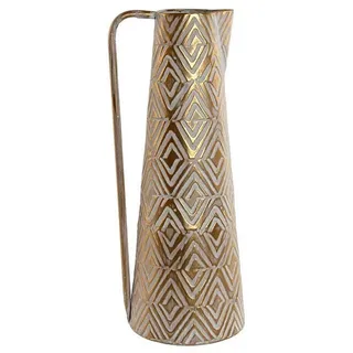 Bigbuy Dekovase Vase SanLov Weiß Gold Metall Moderne 19,5 X 19,5 X 53 cm