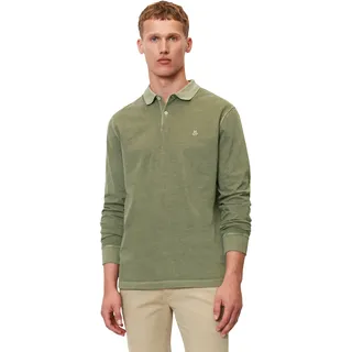 Langarm-Poloshirt MARC O'POLO Gr. L, grün (olive) Herren Shirts Poloshirts im Washed-Look