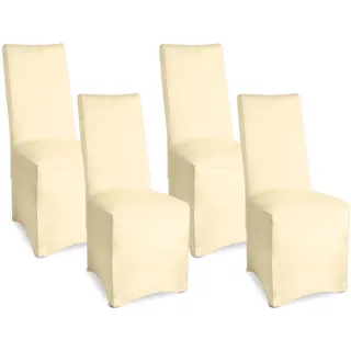 Beautissu Stuhlhusse Leona Ecru 95 x 45 cm 4tlg