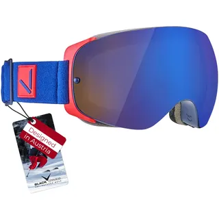 Black Crevice Skibrille I Unisex Skibrille mit rahmenlosen Design I Herren & Damen Skibrille mit UV 400-Schutz I Snowboardbrille mit sphärischen Gläsern I Verspiegelte Schneebrille