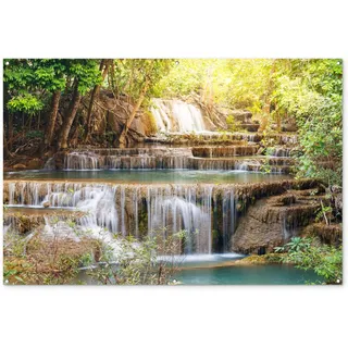 MuchoWow© Gartenposter Outdoor Bilder Gartendeko für draußen Wetterfest | 180x120 cm - Garten Deko Modern Geschenke Banner Draußen Bild Sonne - Wasserfall - Landschaft