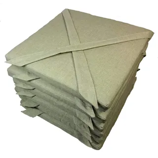 Rattani Set 6 x Stuhlkissen/Sitzkissen Marina Eckig mit Schleife 40 x 40 cm Dicke 5 cm, Fb. Soft Gray - Made in EU