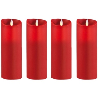 sompex 4er Set Flame LED Echtwachskerzen 23cm rot, fernbedienbar, Adventskranz