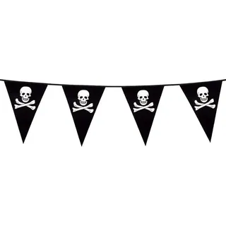 Boland 74160 - Wimpelkette Pirat, Länge 4 m, Freibeuter, Totenkopf, Hängedekoration, Girlande, Geburtstag, Partydekoration, Partygeschirr, Mottoparty, Karneval