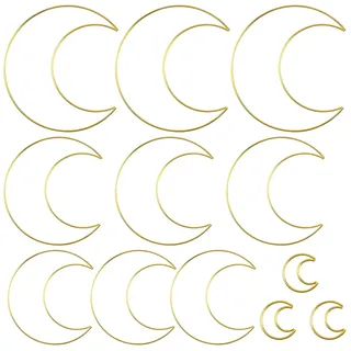 WakiHong 12 Stück Metall Mond Hoops Traumfänger Mond Traumfänger Ringe | Gold Mond Metall Ringe Hoops für Makramee,Traumfänger,Wanddeko und DIY Handwerk Basteln