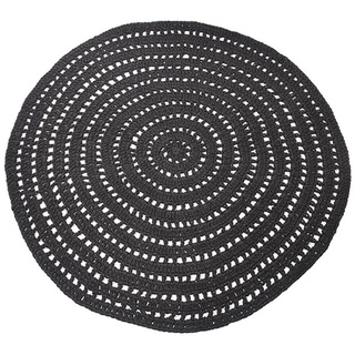 Teppich Teppich Gestrickt Baumwolle Rund 150 cm Schwarz, Label51, Runde schwarz