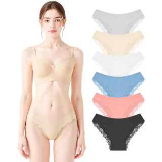 POWER FLOWER Damen-Brazilian-Slips mit Spitze – Weiche Baumwolle, frecher Schnitt – Bequeme und schmeichelhafte Damenunterwäsche - S-M