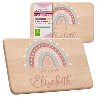 Kidsmood Kinder Frühstücksbrettchen Holz personalisiert mit Namen 22x14 cm | Buchenholz 22x14 cm, Name und Motiv im Farbdruck, Vesperbrett und Brotzeitbrett, Geschenk zur Taufe, Geburt, Einschulung