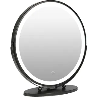 homewell Kosmetikspiegel mit Beleuchtung Φ50cm rund Schminkspiegel Drehbar groß Kaltes Licht (Schwarz)