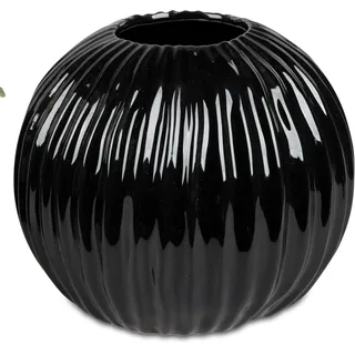 Keramikvase Blumenvase Dekovase Vase aus Keramik Kugelvase 15cm Klassik schwarz