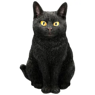 Figuren Shop GmbH Gartenfigur Gartendeko Katze – Mystische Dekoration Katzenstatue 28 cm Gartenfigur schwarz