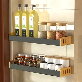 2er-Pack Gewürzregal, Küchenkräuterglas-Regal-Organizer, hängendes Gewürzglas-Aufbewahrungsregal aus Aluminium für Gewürze, Kräutergläser (Größe: 30 cm, Farbe: Schwarz)