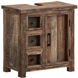 Woodkings Waschbeckenunterschrank Sumatra Badschrank 60x62x35 cm aus Altholz für Gäste-WC & Bad | Badezimmer rustikaler Landhaus-Stil