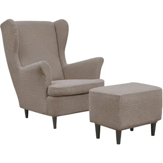 Sesselüberwürfe Elastisch 3-teilig Sesselbezug Ohrensessel Überzug Mit Ottomane Schonbezug Ohrensessel Bezug Bezug Sesselhusse Stretch Husse Für Ohrensessel ( Color : #1 , Size : Wingback Chair Cover