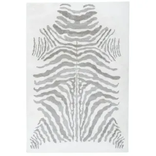 Kayoom Hochflorteppich Zebra  (Weiß/Grau, 230 x 160 cm, 100 % Polyester)