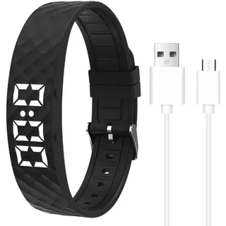 Uhr mit Vibrationsalarm, Alarm, Vibration, Aktivitätstracker mit 8 Alarmen, wiederholender Timer, Überwachung von Aktivität und Schlaf, 30 Tage, IP65, wasserdicht, Silikonband, hypoallergen