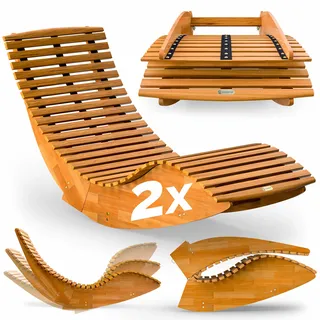 Saunaliege Java 2er-Set 155x60x93cm Akazie FSC®-zertifiziert klappbar