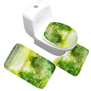 Kjhds Eine Vielzahl von grünen natürlichen Toilette Toilette dreiteiligen Teppich Teppich saugfähige Toilettenmatten. Feengrün