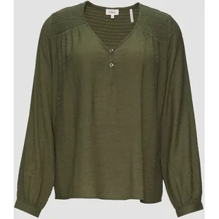 S.Oliver - Strukturierte Bluse aus Viskosemix mit Smok Details, Damen, Grün, 36