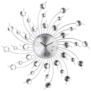 Timelike Moderne 3D Kristall Wanduhr - Feier Dekorative Metall Wanduhr Silber Spiegel Funkelnde Bling Diamant besetzte Wand Dekor Uhr Ideal für Wohnzimmer Schlafzimmer Büro