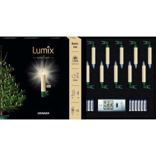 Lumix® LED kabellose Weihnachtsbaum Christbaumkerzen Superlight Mini 12er Basis-Set Warmweiß inkl. Fernbedienung 4h Ausschalt-Funktion Elfenbein 9cm 75522