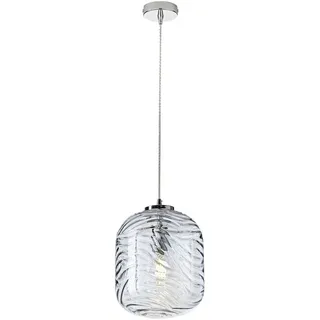 Luce Ambiente Design LED Pendelleuchte mit Glas Lampenschirm Ø 24,5cm, Dimmfunktion, LED wechselbar, Warmweiß, Retro Hängelampe einflammig, inkl. 3 Stufen Dimmer Leuchtmittel blau