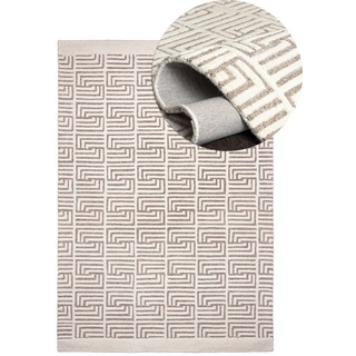 Designteppich Wollteppich Japandi, Handwebteppich Naturprodukt Wolle, Mazovia, 200 x 300 cm beige|weiß 200 x 300 cm