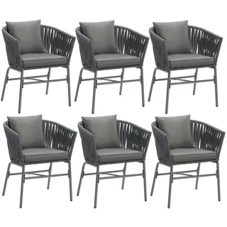 Tectake Valeiras Gartenstuhl 60 x 61 x 77 cm dunkelgrau 6 St.