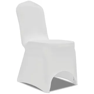 furnicato Stuhlhusse 100er Set Stuhlhussen Weiß bis 100 cm Höhe, Polyester mit, Waschbare Stuhlbezüge aus Spandex für Hochzeiten und Konferenzen weiß