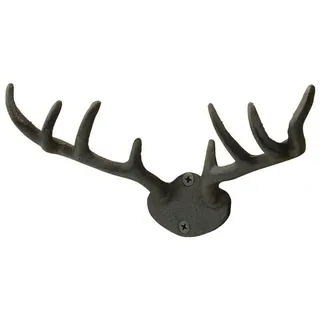 Macosa Home Wandhaken Haken Geweih Vintage Retro Antik Hirsch Metall 10x22 cm, Wand, rostig Garderobenhaken Kleiderhaken Handtuchhaken Metallhaken braun