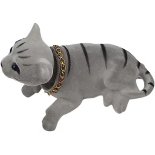 F Fityle Auto Verzierungen Katze, Auto Ornament Tier, Wackelfigur Auto Armaturenbrett Dekoration, Wackelkopf Katze Puppen Spielzeug, Tierfigur Wackeldackel Auto Innenraum Zubehör für Geschenk, GRAU