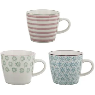 Bloomingville Tasse Patrizia 0,3 l Blau Grün Rosa 3 St.