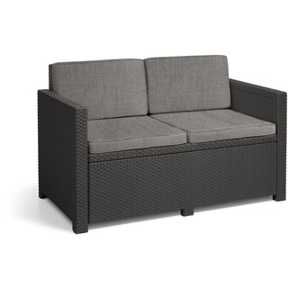 Allibert Loungesofa Allibert Victoria / Monaco 2-Sitzer anthrazit - Rattanoptik, Outdoor grau